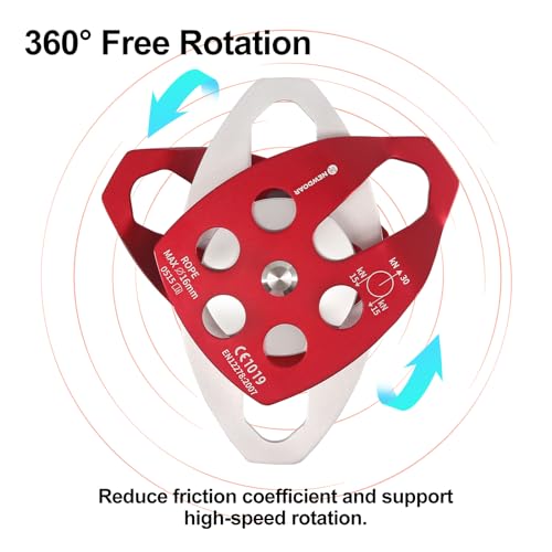 Image of NewDoar 30 KN CE Certified Large Rescue Pulley Single /Double Sheave with Swing Plate