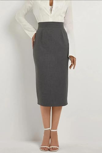 High Waist Midi Skirt Grey2