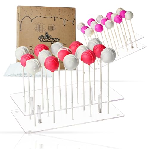 UMBAPA Cake Pop Ständer | 2 XXL Premium Cake-Pop-Ständer mit 50 Sticks zum Dekorieren und Präsentieren von Cake Pops. Perfekt für stilvolle Feiern wie Geburtstage Hochzeiten und Babyparties