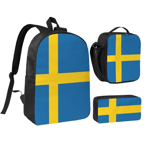 Mochila escolar de bandera sueca EdWal con estuche y lonchera juego de 3 piezas infantil