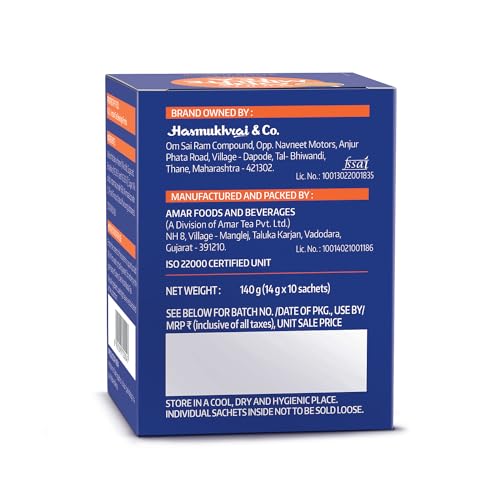 Image of Society One Minute Tea | Masala Flavour | Made with Ginger, Clove, Black Pepper, Cinnamon | Masala Chai | Flavoured Instant Tea | 14g X 10 Sachets (140g) | Pack of 1