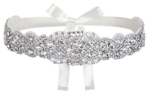 Lovful Bridal Crystal Rhinestone Braided Wedding Dress Sash Belt,Beige Sash,One Size