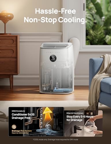 Image of DREO Portable Air Conditioner 543S, 11,000 BTU ASHRAE (7200 BTU DOE) Smart AC Unit for Bedroom with Drainage-free Cooling, Fan&Dehumidifier 3 in 1, APP /Voice /Remote, Quiet Standing AC for Room Indoors