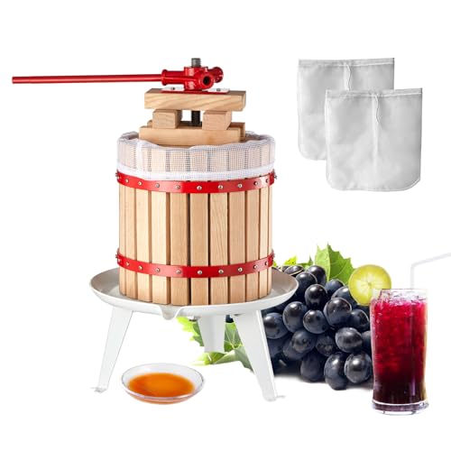 VEVOR Fruit Wine Press, 3.2 Gallon/12L, Solid Wood Basket with Blocks, Heavy Duty Manual Juice Maker, Cider Apple Grape Tincture Vegetables Honey Olive Oil Making Press with Handle for Kitchen, Home