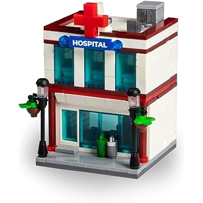 Brick Loot Mini City Hospital Building Set, 235 Piece Modular Medical Center Brick Toy, Collectible Mini City Building, Compatible with Major Brick Brands, Ages 6+