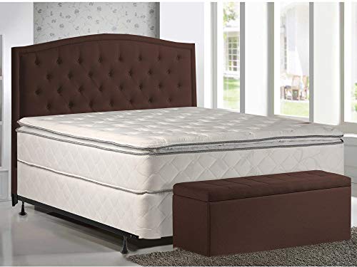 10-Inch Pillowtop Innerspring Mattress and 8 Wood Box Spring Foundation Set, with Frame, Queen Size