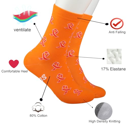 LEVLO 1 Pair Multiple Sclerosis Inspired Gift I Wear Orange for Someone Socks Awareness Orange Ribbon MS Awareness Gift3