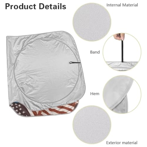Image of Car Windshield Sun Shade for Trucks SUV Universal 250th Anniversary USA Flag Vehicle Accessories Foldable UV Ray Sun Visor Protector Sunshade to Keep Your Vehicle Cool
