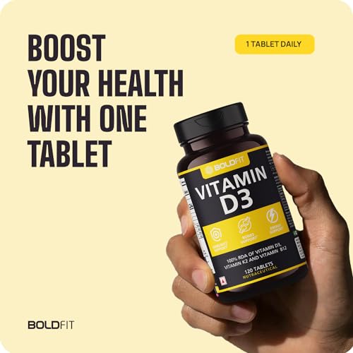 Boldfit Vitamin D3 Tablets for Men and Women Vitamin D, Vitamin D3 + K2(MK7) and Vitamin B12