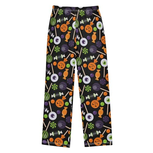 ZZXXB Halloween Candy Print Boys Long Pants Soft Trousers Elastic Waist Kids Lounge Bottoms with Pockets S-XL