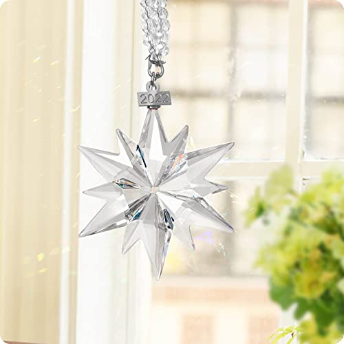 Fancyoung Crystal Snowflake Pendant Snow Ornaments 2022 Party Window Decor Christmas Decoration Wedding Hanging Ornament, Clear #TOP6