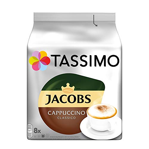 BOSCH Tassimo Jacobs Cappuccino, cápsulas de café, café tostado molido, 5 x 16 T-Discs