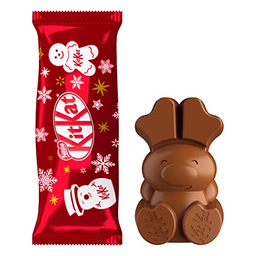 KitKat NESTLÉ KITKAT Festive Friends Schokoladen-Mix, Mini-Weihnachtsfiguren aus Milchschokolade mit Knusperstückchen, 1er Pack (1 x 65g)