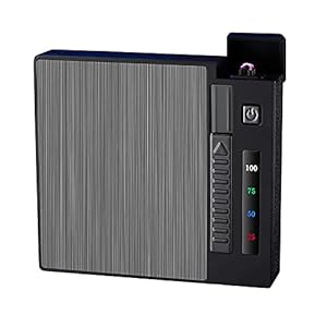 SCYDAO Zigarettenetui mit Feuerzeug Und Digitale Batterieanzeige, Gefüllt mit 20 Zigaretten USB Wiederaufladbarer Dual…
