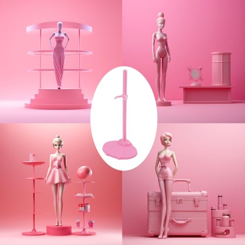 Image of 10 PCS Acrylic Doll Stands, Dolls Display Stands with Adjustable Waist Clip, Mini Doll Support Holder Stand for 11 to 13 Inch Dolls Action Figure Accessories (Pink)