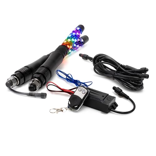Image of True MODS 2pc 1ft Spiral RGB LED Whip Light for UTV ATV [Bluetooth App] Off Road Waterproof LED Lighted Whip CB Antenna Pole Stick for RZR Can-Am Polaris SxS 4x4 Quad Dune Buggy 4 Wheeler Accessories