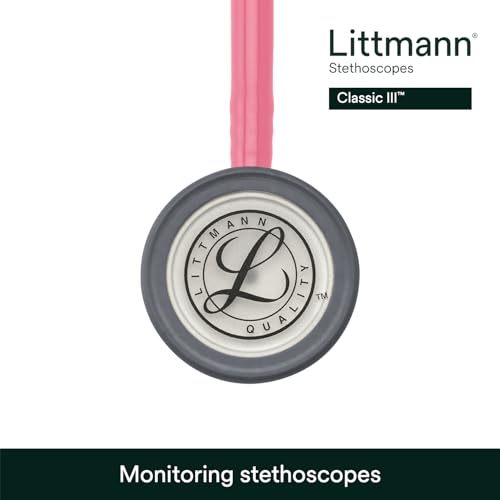 3M Littmann Classic III Monitoring Stethoscope, 5633, More Than 2X as Loud*, Weighs Less, Stainless Steel Chestpiece, 27' Pearl Pink Tube - image 4