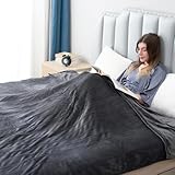 Eydna Electric Heated Blanket Queen Size 84'x 90',Dual Control Super Cozy Soft with 5 Heat Levels &10 Hours Auto Off, Home Office Use & Machine Washable, Gray