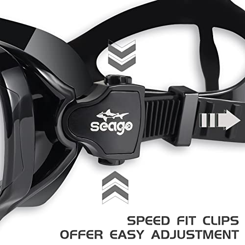 Seago Swim Goggles Snorkel Mask Diving Scuba Mask Snorkeling Goggles for Kids Boys Girls Youth, Anti-Fog 180° Clear View Kids Pool Underwater Swimming Goggles with Nose Cover, Snorkel Swim Equipment — view 5