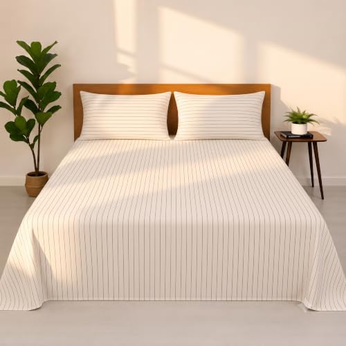 Image of 100% Cotton King Bedsheet Set with 2 Pillow Covers,300 Thread Count, Soft, Breathable, Wrinkle Resistant & Fade Resistant,Print-44, King Size 108x108Inches