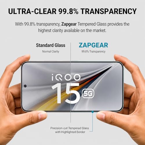 Image of Military-Grade Gorilla Tempered Glass Compatible with iQOO 15 5G | Edge-to-Edge Coverage with Premium Black Border | 9H Hardness | Scratch Resistant & Bubble-Free Screen Protector