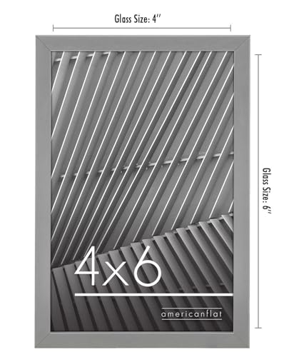 Americanflat 4x6 Picture Frame with Shatter-Resistant Glass - Streamline Collection - Thin Border Photo Frame for Tabletop and Wall Display - Hanging Hardware and Easel Stand Included - Silver