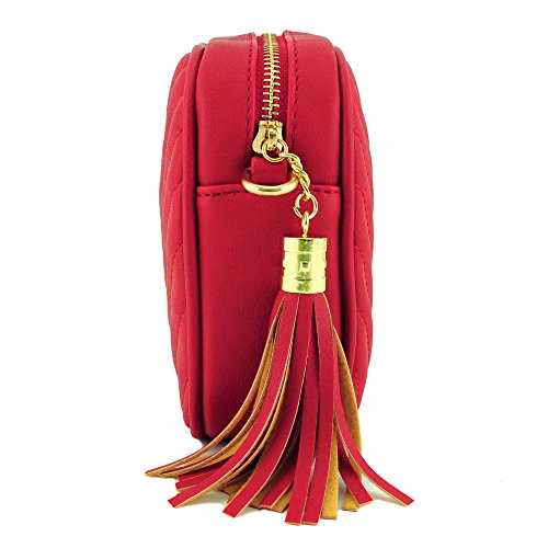 Image of Simple Shoulder Crossbody Bag With Metal Chain Strap And Tassel Top Zipper