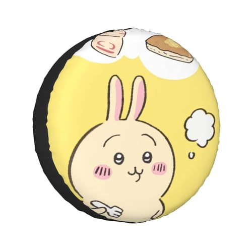 タイヤカバー ちいかわ うさぎ スペアタイヤカバー おしゃれ タイヤ収納 防塵 防水 防紫外線 日焼け止 汚れ防止 劣化対策 タイヤバッグ 持ち運び便利 取付簡単 カー用品 14〜17インチ 屋外 軽自動車 普通車 汎用 16インチ:直径76-79cm