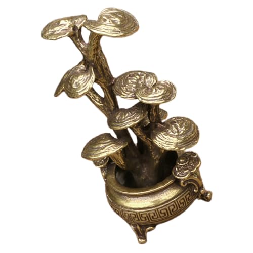 Plante en pot décor de table d'intérieur Ganoderma en laiton 4pcs