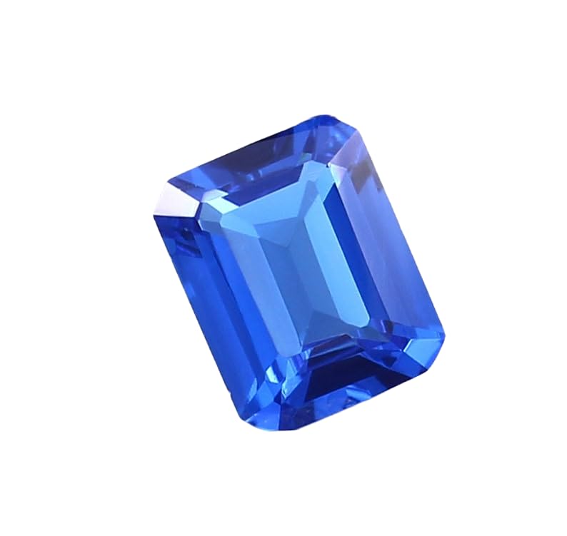 Saphir bleu naturel 10x8mm gemme forme émeraude pour création bijoux DIY