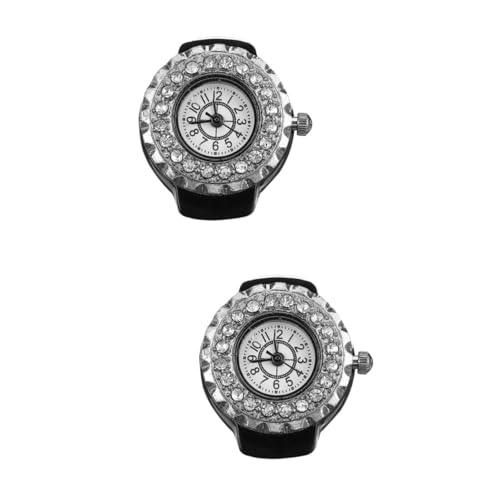 SOIMISS 2stücke Trendige Damen -Uhr Mit Diamanten Elegante Fingeruhr Aus Multifunktionale Schmuckuhr Für Zeitgemäße Dekoration Für Jedes Outfit
