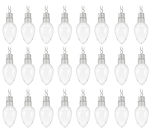 Rn'd Toys Clear Fillable Ornaments - Shatterproof Transparent Plastic Craft Ornament Bulb Decorations For Diy Christmas Light Bulb Ornament Set - Pack Of 24 #TOP14