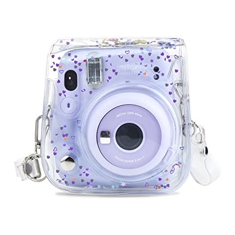 HIYQIN Mini11 Case, Clear Case for Mini 11 /9/8/8+/40 Instant Camera Transparent PVC Bag Cover with Adjustable Strap Cover