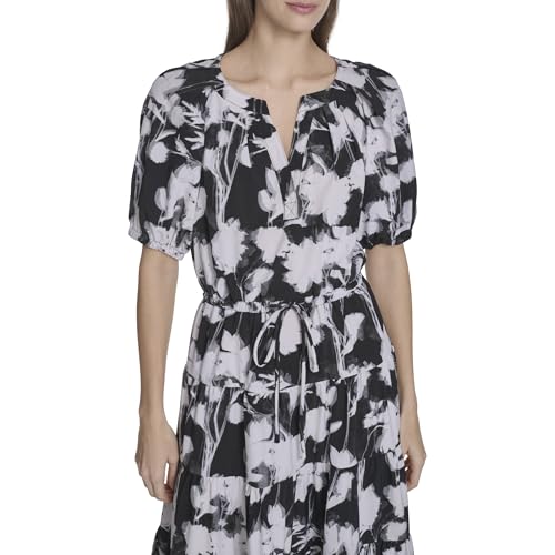 Image of Calvin Klein Puff Sleeve Commuter Tiered Maxi