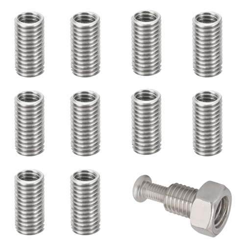 10 PCS Thread Adapters Sleeve Reducing Nuts M10*1.5 Male to M8*1.25 Female Repairing Insert Nut 20mm Stainless Steel Screw Reducer Conversion Fastener for Fastening Screw