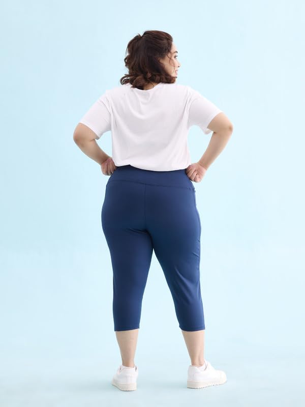 Image of GO COLORS Womens Solid Training Capri | Elastane, High Rise