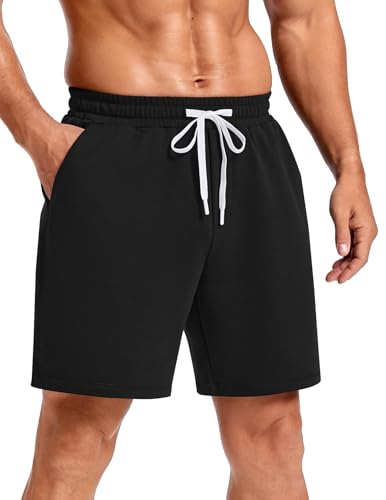 PINSPARK Men's Casual Sweat Shorts 7' Lightweight Cotton Blend Athletic Running Lounge Shorts with...
