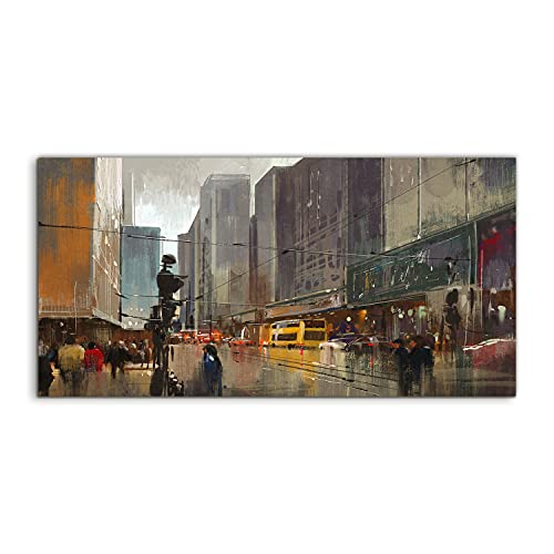 Tableau acrylique 120x60cm pour salon avec décor urbain de buildings de grande ville