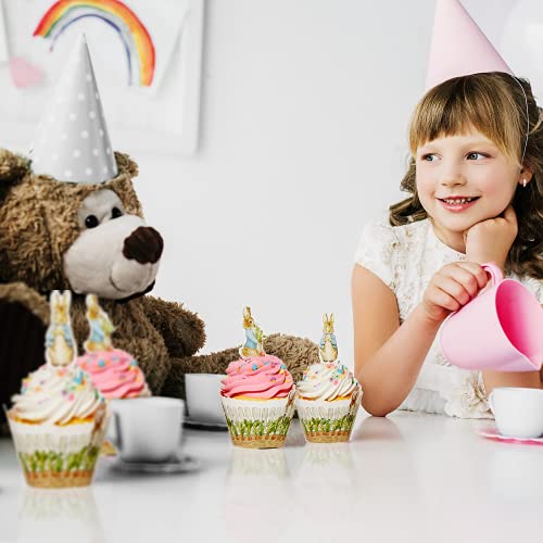 Peter Rabbit Cupcake Decoration - Party Supplies And Baby Shower Essentials - Set Of 12 Pieces Cupcake Topper And 24 Pieces Cupcake Wrapper #TOP4