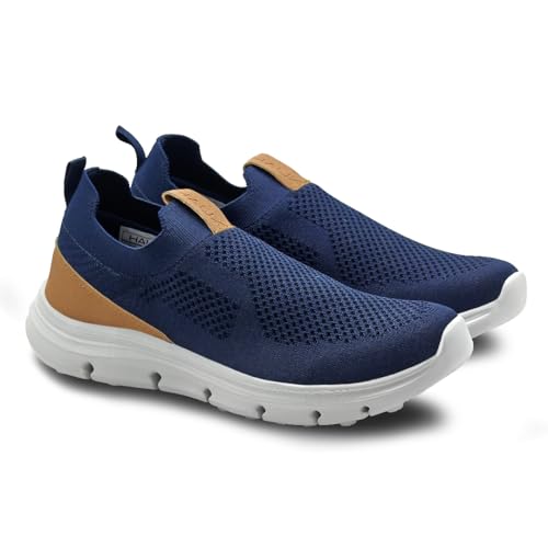 Image of HAUX Men's Slip-On Running Shoes | Lightweight Sports Sneakers with Memory Foam Cushioning | Walking, Gym, Jogging, Training | Ultra Comfort & Style