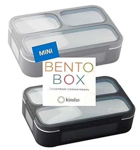 Snack Containers for Adults or Kids - MINI Bento Lunch Box | Small Leakproof Container Set for Toddlers Boys Girls, Bento-Boxes for School Daycare Travel Lunches Snacks | BPA Free | Grey Black 2 pack