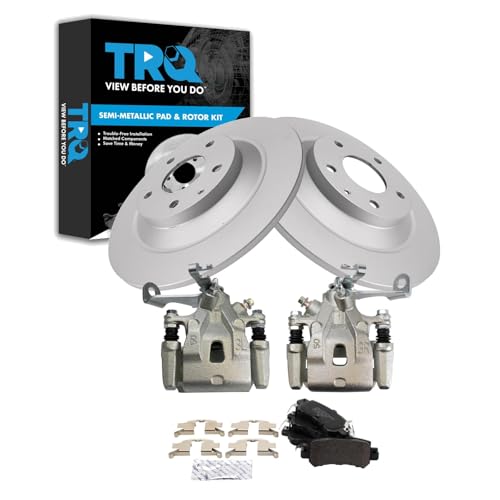 Image of TRQ Rear Brake Pad and Rotor Set Semi Metallic Coated Rotors Calipers | For 2013-2015 Mazda CX-5