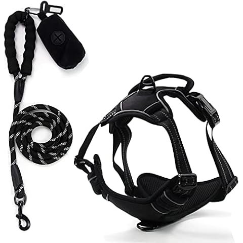 Fibrdoo Dog Harness, Breathable Chest Harness for Small Medium Dogs, No-Pull Reflective Chest Harness, Dog Harness Set with Dog Lead, for Training, Outdoor, Car Seat (M) Cover
