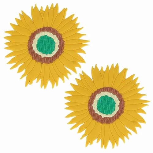 NUOBESTY 2 adet yuvarlak silikon masa seti, ısıya dayanıklı ve kaymaz, ev için, ayçiçeği şeklinde, sıcak kupalar için pratik altlık olarak