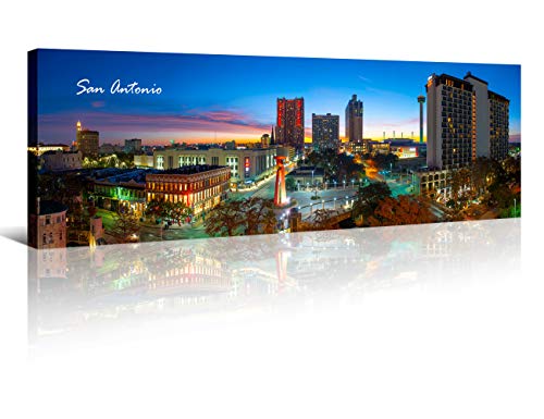 San Antonio Skyline Wall Art For Living Room Cityscape Canvas Modern Home Decor Panorama Pictures City Building House Decorations Skyscraper Artwork Night View Posters And Prints 12X46 Inch 1 Panel #TOP23