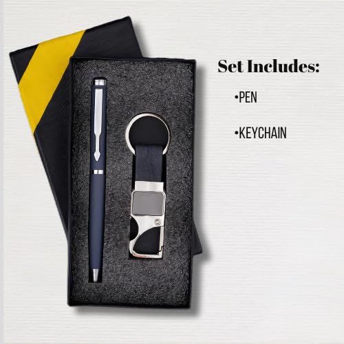 Image of Personalized Metal Ball Pen & Keychain Gift Combo 2 in 1 For Brother-Sister Special Occasion Corporate Gifting (Blue)