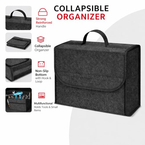 Image of JVCV 2 PACK - Car Trunk Boot Organizer, Car Storage and Organizer Anti Slip Car Accessories Organizer for Car, Suv, Sedan, Truck, Minivan Anti Slip Bottom (Small)