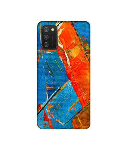Image of Amazon Brand - Solimo Designer Sky Blue And Orange Canvas 3D Printed Hard Back Case Mobile Cover for Samsung Galaxy M02s / F02s