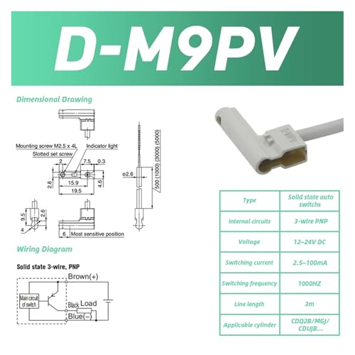 Sustituye sensores rotos con interruptor magnético D-M9B pack de 10 D-M9N D-F8B 2