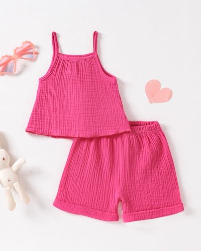 Image of Weebaby Toddler Girl Clothes Baby Summer Outfits Sleeveless Halter Top Ruffle Short Set Cute Kids Clothes Girls